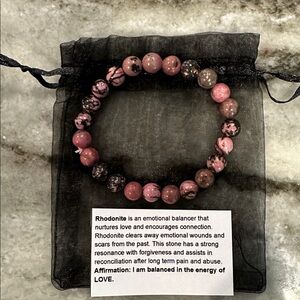 🍀 Reiki Infused Rhodonite Natural Stone Beaded Bracelet